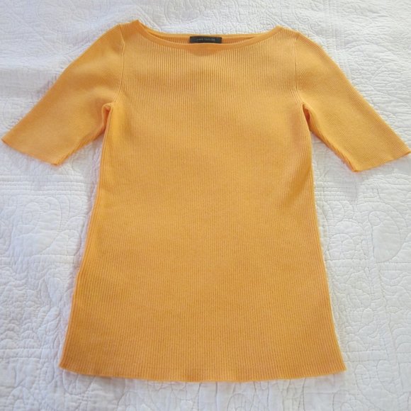 Ann Taylor Sweaters - Ann Taylor Sweater M Orange Ribbed 3/4 Sleeves